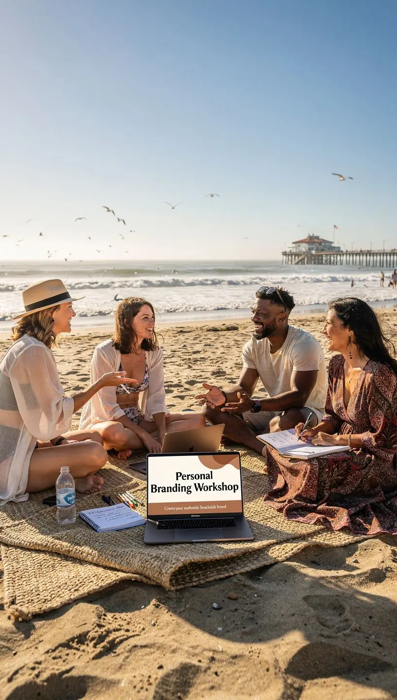 Grupa uczestników warsztatów personal brandingu na tle malowniczych krajobrazów amerykańskiego parku narodowego.